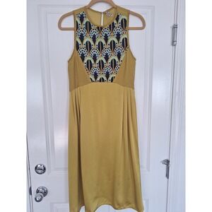 Anthropologie Harari Silk Cotton Midi Dress Sz 6 yellow and‎ gold color